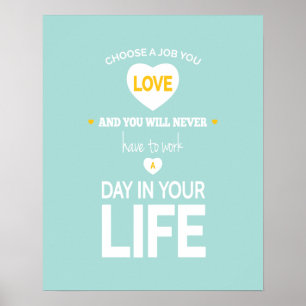 Poster Choisissez Travail - Turquoise Jaune Inspiration P
