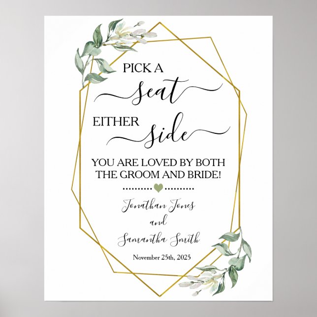 Poster Choisissez un siège de chaque côté mariage cérémon (Devant)