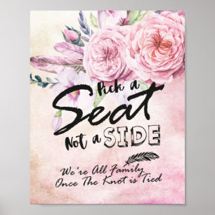 Poster Choisissez un siège et non un camp Mariage aquarel