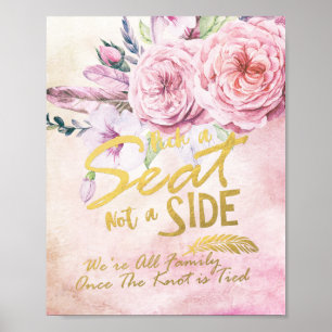 Poster Choisissez un siège et non un camp Mariage aquarel