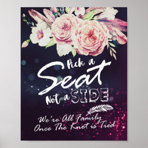 Poster Choisissez un siège et non un camp Mariage Floral 