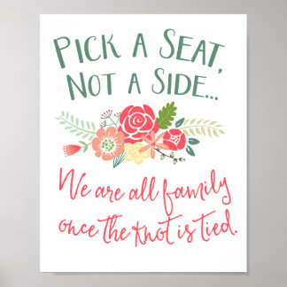 Poster Choisissez un siège, pas un côté Mariage floral