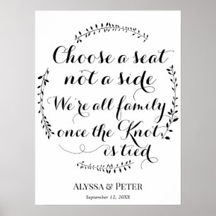 Poster Choisissez un siège, pas un panneau Mariage latéra
