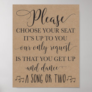 Poster Choisissez votre siège et votre Mariage de danse