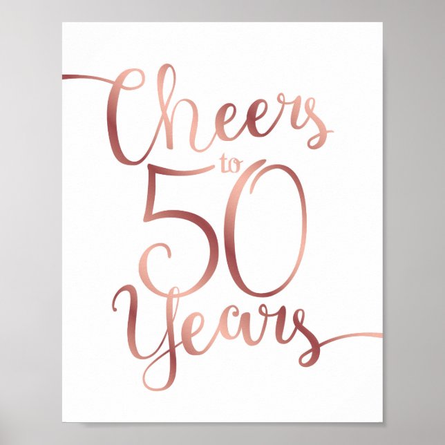 Poster CHOIX Rose Or CHEERS À 50 ANS Signer Imprimer (Devant)