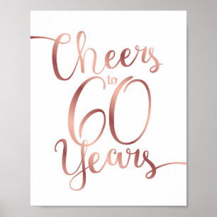 Poster CHOIX Rose Or CHEERS À 60 ANS Signer Imprimer