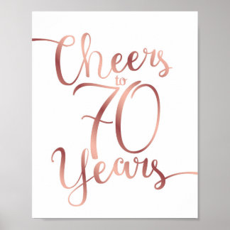 Poster CHOIX Rose Or CHEERS À 70 ANS Signer Imprimer
