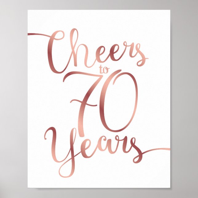 Poster CHOIX Rose Or CHEERS À 70 ANS Signer Imprimer (Devant)