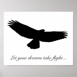Poster CHOOSE OWN BACKGROUND COLOR! RED TAILED HAWK Black