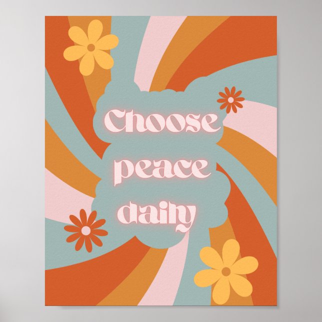 Poster Choose Peace Daily – Minimalist Motivational desig (Devant)