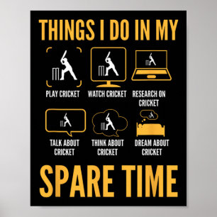 Poster Choses drôles de cricket à faire pendant mon temps