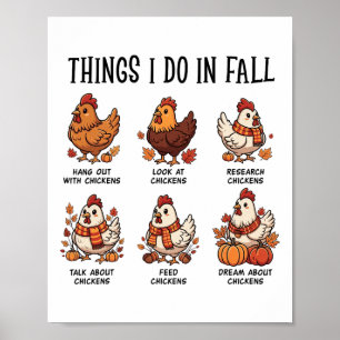 Poster Choses que je fais en automne Poulet Automne Fille