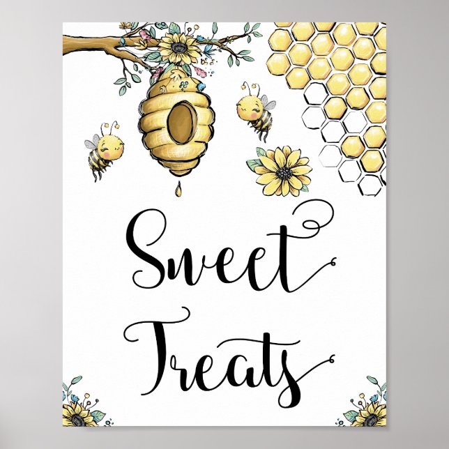Poster Chou de la ruche fleurie Miel sucré Bee Sweet Trai (Devant)
