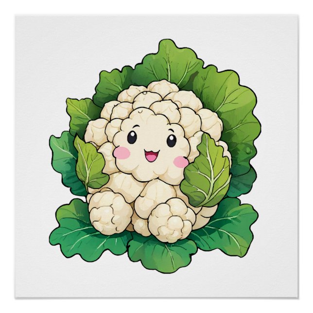 Poster Chou-fleur Kawaii (Devant)