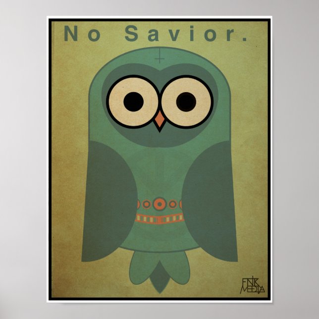 Poster Chouette anti-religion de 11 x 14 po (jeu de coule (Devant)