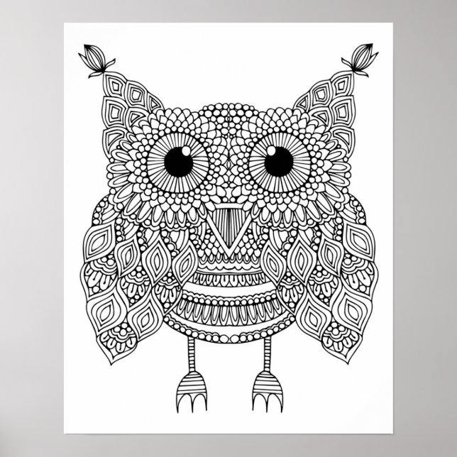 Poster Chouette aux gribouillis 2 (Devant)