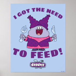 Poster Chouette avec Fourche et couteau