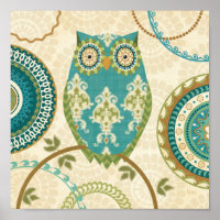 Chouette avec Motifs circulaires