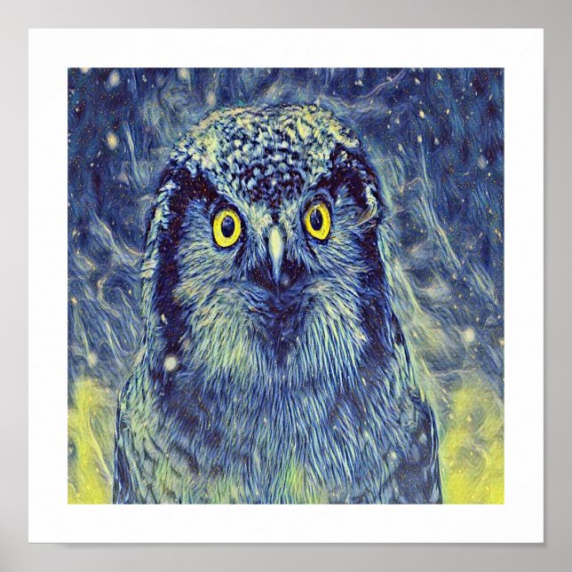 Poster Chouette bleue (Devant)