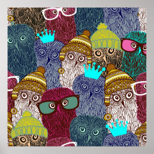 Poster Chouette dans la couronne