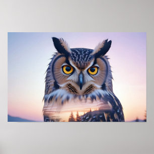 Poster Chouette Double exposition Nature animale Nature s