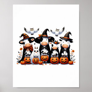 Poster Chouette fantôme Vaches Halloween Animaux Vache Lo