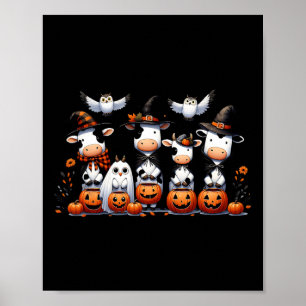 Poster Chouette fantôme Vaches Halloween Animaux Vache Lo