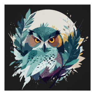 Poster Chouette Faune Animaux Nature Extérieure Aquarelle