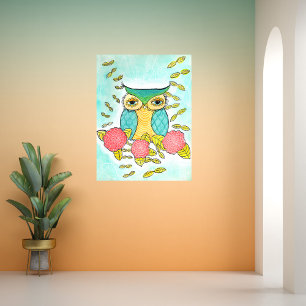 Poster Chouette Jardin Forêt Aquarelle Encre Imprimer