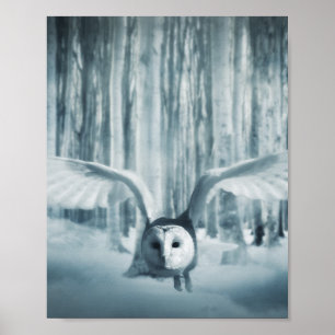Poster Chouette Neige En Vol