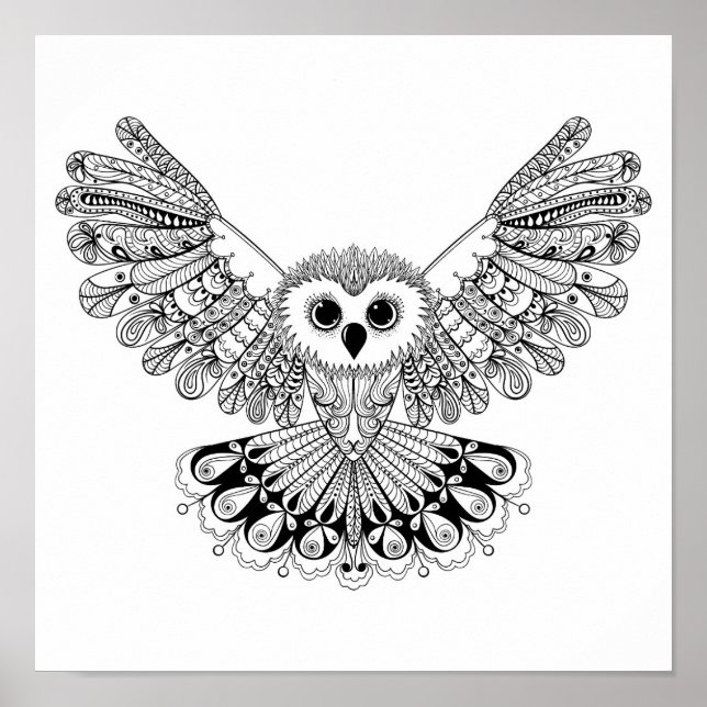 Poster Chouette noire style 2 (Devant)