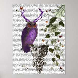 Poster Chouette pourpre avec Antlers