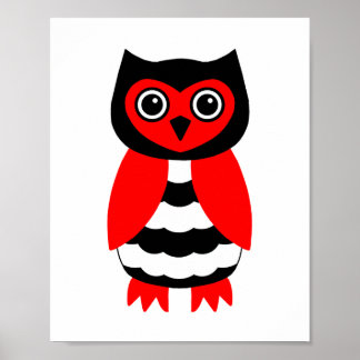 Poster Chouette rouge et noire