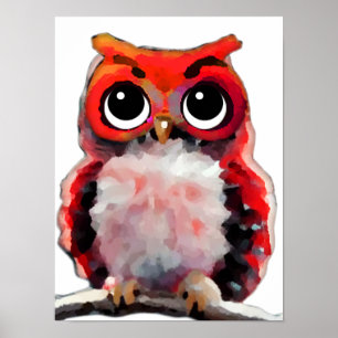 Poster Chouette rouge mignonne