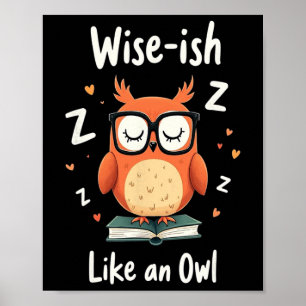Poster Chouette sage avec lunettes drôle nerd retour à l'