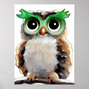 Poster Chouette verte mignonne