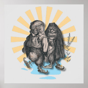 Poster Chouettes de patinage   Style rétro   Conception n