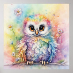Poster Chouettes d'oiseaux arc-en-ciel 2