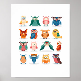 Poster Chouettes mignonnes