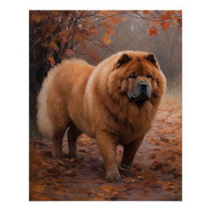 Poster Chow Chow à l'automne Feuilles automne Inspire
