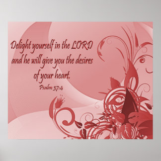 Poster chrétien avec la Bible Verse Psaume 37:4