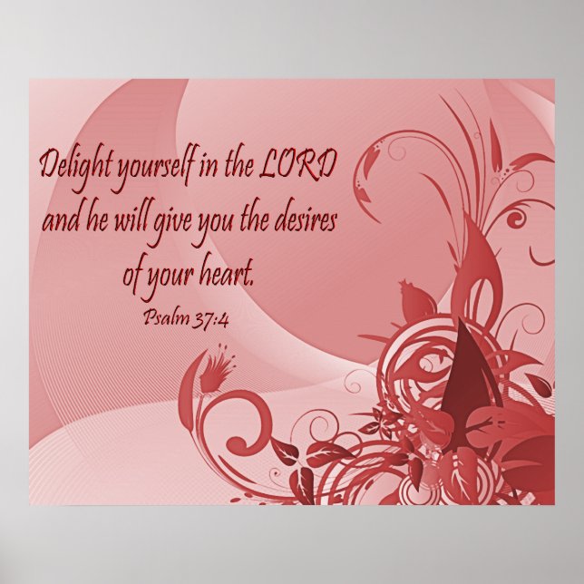 Poster chrétien avec la Bible Verse Psaume 37:4 (Devant)