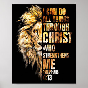Poster Chrétien Je peux faire toutes choses par le lion d