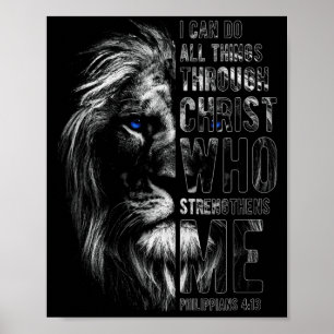 Poster Chrétien Je peux faire toutes choses par le lion d