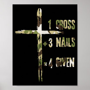 Poster Chrétien Une Croix Plus Trois Clous Égale Pardon
