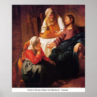 Poster Christ à la maison de Marie et Marthe par Vermeer