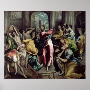 Poster Christ chasser les commerçants du temple