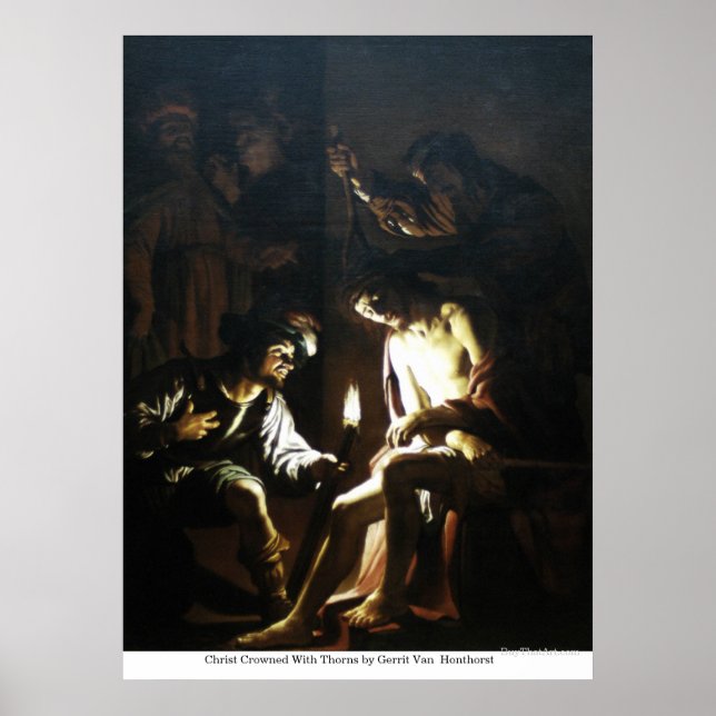 Poster Christ couronné d'épines par Gerrit Van Honthorst (Devant)