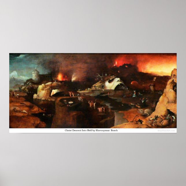 Poster Christ Descent en enfer par Hieronymus Bosch (Devant)
