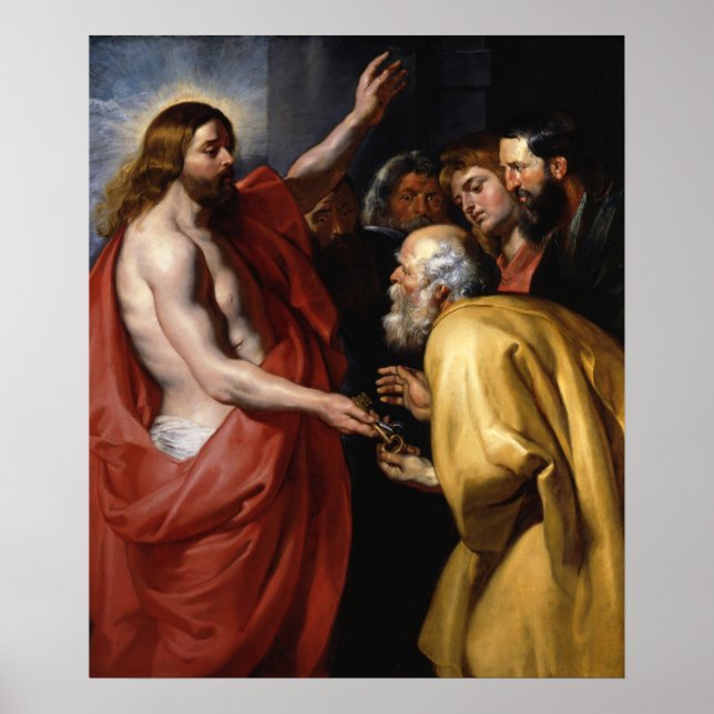 Poster Christ Donner les clés du ciel à saint Pierre (Devant)